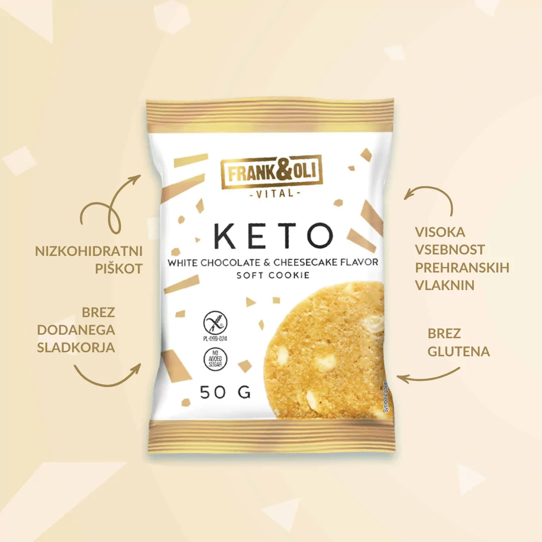 Brezglutenski KETO mehki piškot - Cheesecake z belo čokolado 50 g