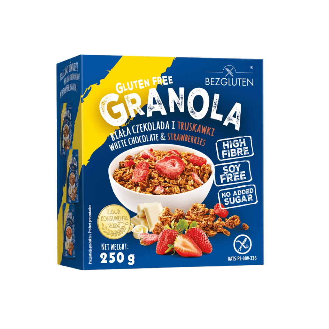 Brezglutenska granola - bela čokolada in jagode 250 g